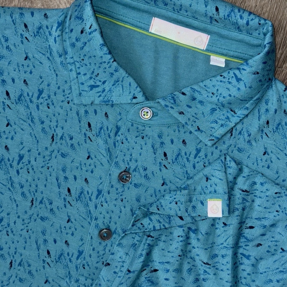 Tasc Performance Modal Soft Polo Men's Large Blue Paint Splash Stretch